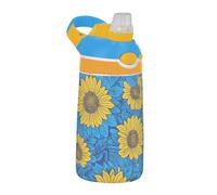 Bouteille d'eau jaune tournesol pour enfants avec poignée de couvercle en Tritan léger pour voyage et sport Botellas de agua