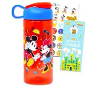 Bouteille d'eau Mickey et Minnie pour enfants, filles, garçons - Lot de 3 fournitures scolaires Disney avec gourde Mickey et tatouages et plus encore | Gobelets Disney pour enfants