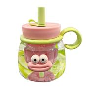 Bouteille d'eau mignonne avec paille - Bouteille d'eau avec poignée en silicone - Couvercle anti-fuite - 1 000 ml - Bouteille d'eau moderne pour le sport - Deux façons de boire