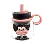 Bouteille d'eau mignonne | Bouteille d'eau avec poignée en paille en silicone, couvercle anti-fuite, bouteille à thé moderne, pour le sport, 1 000 ml, deux façons de boire