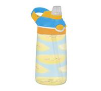 Bouteille d'eau mignonne jaune citron pour enfants avec couvercle à paille, bouteille d'eau anti-fuite en plastique Tritan pour salle de sport, voyage, maison, école, bureau, termo de café Caliente