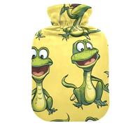 Bouteille d'eau motif dinosaure vert avec housse souple, sac d'eau chaude de 2 L pour crampes menstruelles, crampes menstruelles