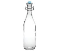 Olympia Bouteille en verre GG930 – 1 L, bouchon et couvercles rabattables transparents – Lot de 6
