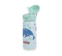 Bouteille d'eau ou tasse de voyage en acier inoxydable anti-d?versement Flip-It Active de Nuby Thirsty Kids - 14 oz - 18 mois et plus - Menthe baleine