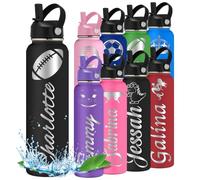 Bouteille d'eau personnalisée avec nom gravé avec icône pour enfants, adolescents, garçons et filles, cadeau de rentrée scolaire, voyage, gym, sport, bouteilles isothermes avec poignée à paille
