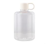Bouteille d'eau plate 360 ml, gourde carrée fine avec anneau de suspension, étanche, design portable pour sac à main, salle de sport, voyage et sport (blanc)