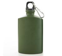 bouteille d'eau plate, 500 ml de cantine d'eau bouteille d'eau, cantine verte de l'armée en alliage en aluminium, bouteille d'eau militaire de fuite portable avec clip pour extérieur, randonnée, 4x