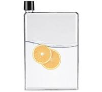 Bouteille d'eau plate 750 ml A5 en plastique réutilisable sans BPA pour l'école, les activités en plein air, la gym, le cyclisme, la randonnée (transparent)
