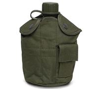 Bouteille d'eau plate, gourde portable étanche en aluminium de 1 L avec bouchon en polyéthylène et pochette Oxford, bouteille d'eau polyvalente pour le camping, la randonnée, l'alpinisme et les ac