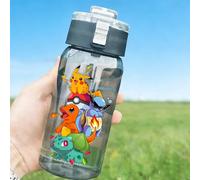 Bouteille d'eau Pokémon Charizard 600 ml, gobelet transparent avec paille pour enfants, Pikachu, Bulbasaur, dessin animé, garçon, fille, bouteilles à boisson pour l'extérieur CWJL3127