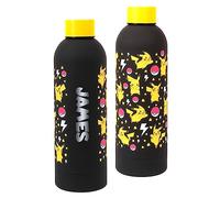 Bouteille d'eau Pokémon Pikachu personnalisable en acier inoxydable pour enfant Noir/jaune