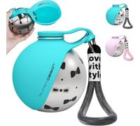 Bouteille d'eau portable 2 en 1 pour petit chien - Bouteille d'eau de voyage compacte et étanche pour chien - Bouteille en acier inoxydable et bol en silicone - Idéale pour la marche, la randonnée et