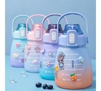 Bouteille D'eau Portable De Grande Capacité 1,3 L, Avec Marqueur De Temps, Autocollant Coloré, Sports De Plein Air, Fitness, Voyage, Tasse D'eau Potable