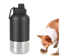 Bouteille d'eau Portable Isotherme 950ML Gourde Chien Promenade avec 2 distributeurs d'eau Amovibles, Gamelle Chien Portable, Accessoires pour Promenade, Randonnée, Camping