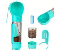 Bouteille d'eau Portable pour Chien 300ml/500ml avec Sac à Déchets Pelle à Crotte et Distributeur Nourriture Abreuvoir Étanche pour Voyage et Promenade(Blue,500ml)