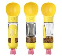 Bouteille d'eau Portable pour Chien 300ml/500ml avec Sac à Déchets Pelle à Crotte et Distributeur Nourriture Abreuvoir Étanche pour Voyage et Promenade(Yellow,500ml)