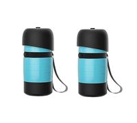 Bouteille d'eau Portable pour Chien Pliable 650ml Bac Intégré 150ml Antifuite sans BPA Alimentaire Distributeur d'eau Extérieure pour Randonnée Voyage Parc Promenade(Blue2 pcs)
