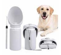 Bouteille d'eau pour Chien Pliable en Silicone 550ml, Gourde Voyage Portable sans BPA avec Distributeur et Étanche, Bol d'eau Léger pour Promenade, Randonnée et Camping (Gris)