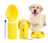 Bouteille d'eau pour Chien Pliable en Silicone 550ml, Gourde Voyage Portable sans BPA avec Distributeur et Étanche, Bol d'eau Léger pour Promenade, Randonnée et Camping (Jaune)