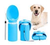 Bouteille d'eau pour Chien Pliable en Silicone 550ml, Gourde Voyage Portable sans BPA avec Distributeur et Étanche, Bol d'eau Léger pour Promenade, Randonnée et Camping (Bleu)