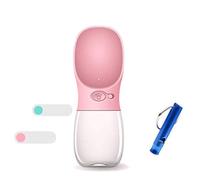 Bouteille d'eau pour Chien,Portable Dog Travel Water Bowl, Pets Feeder for Walking Travelling Drinking (12 oz, Rose)