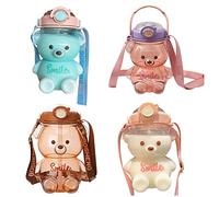Bouteille D'eau pour Enfants avec Paille, Kawaii Bear Bouteille D'eau Portable Légère pour les Enfants à L'école Sports Voyage Camping (#3)