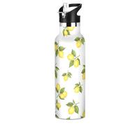 Bouteille d'eau pour enfants, bouteille d'eau isotherme en acier inoxydable pour voyage ou école, 591 ml, sans BPA, jaune citron