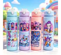 Bouteille d'eau pour fille imprimée en 3D, élégante et durable, portable avec cordon, grande capacité, anti-fuite, pour tous les âges. Blue