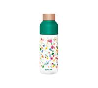 Bouteille d'Eau Réutilisable Ice 720ml avec Bouchon Bois et Motif Floral Vert