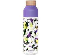 Bouteille d'Eau Réutilisable Ice 840ml avec Bouchon Bois et Motif Floral Stylisé Quokka Violet