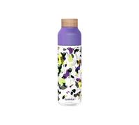 Bouteille d'Eau Réutilisable Ice 840ml avec Bouchon Bois et Motif Floral Stylisé Violet