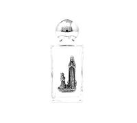 Bouteille d'eau sacrée Lourdes avec bouchon argenté et plaque 3D Notre Dame - 8 cm de haut - 75 ml