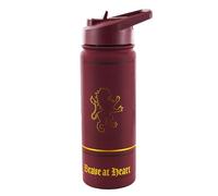 Bouteille d'eau sous licence Harry Potter Gryffondor « Double acier inoxydable 304 » avec logo en relief doré et courageux en or, capacité 530 ml, stockage 16 heures au chaud et 12 heures au froid