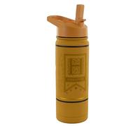 Bouteille d'eau sous licence Harry Potter Poufsouffle « Double acier inoxydable 304 » avec logo en relief en jaune et juste et loyal en argent, capacité 530 ml, stockage 16 heures au chaud et 12