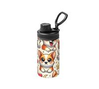 Bouteille d'eau sous vide en acier inoxydable de 355 ml avec adorable chien gallois émoticône flasque de sport légère