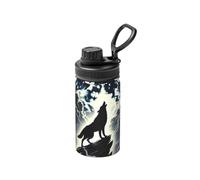 Bouteille d'eau sous vide en acier inoxydable de 355 ml avec motif loups hurlant orage orage flasque de sport légère