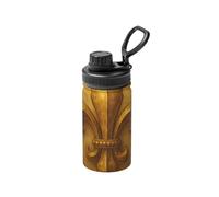 Bouteille d'eau sous vide en acier inoxydable de 355 ml, motif fleur de lys doré, flasque de sport légère