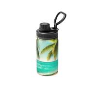 Bouteille d'eau sous vide en acier inoxydable de 355 ml, motif palmier, plage tropicale, flasque de sport légère