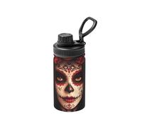 Bouteille d'eau sous vide en acier inoxydable de 355 ml pour femme, motif tête de mort, roses, Halloween, bouteille de sport légère