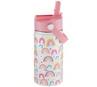 Bouteille d'eau thermos de 12 oz, tasse de voyage en verre à double paroi étanche, bouteille d'eau en métal avec paille, convient pour les étudiants 360mlgraphique,LettresAcier inoxydable