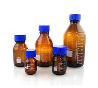 Bouteille d'échantillon de bouteille de réactif de bouchon à vis en verre brun de laboratoire de 50 ml à 1000 ml(100mL Brown 2pcs)