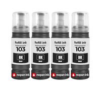 Bouteille d'encre C13T00S14A 103 E103B Compatible pour Epson EcoTank L3110 L3150 L3250 L3260 L5290 Noir Pack 4x70ml 18000 Pages