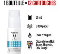 Bouteille d'encre - CANON - GI-53C - Cyan - Compatibilité PIXMA G650 et G550 - (4673C001)