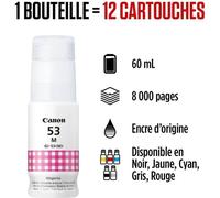 Bouteille d'encre - CANON - GI-53M - Magenta - Compatibilité PIXMA G650 et G550 - (4681C001)