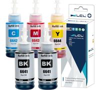 Bouteille D'Encre Compatible Avec Epson 664 T664 T6641 T6642 T6643 T6644 Remplacement Pour Et-2500 Et-2550 Et-2600 Et-2650 Et-3600 Et-4500 Et-4550 Et-14000 Et-15000 Et-16500 L100 (5*70Ml)