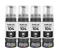 Bouteille d'encre E104B C13T00P140 104 Compatible pour Epson EcoTank ET-2710 ET-2720 ET-2810 ET-4800 Noire 70 ML Pack 4 4500 Pages