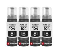 Bouteille d'encre E104B C13T00P140 104 Compatible pour Epson EcoTank ET-2710 ET-2720 ET-2810 ET-4800 Noire 70 ML Pack 4 4500 Pages