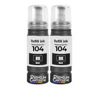 Bouteille d'encre E104B C13T00P140 104 Compatible pour Epson EcoTank ET-2710 ET-2720 ET-2810 ET-4800 Noire 70 ML Pack 2 4500 Pages