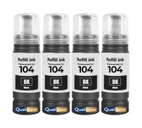 Bouteille d'encre E104B C13T00P140 104 Compatible pour Epson EcoTank ET-2710 ET-2720 ET-2810 ET-4800 Noire 70 ML Pack 4 4500 Pages