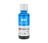 Bouteille d'encre HP 31 1VU26AE Compatible pour HP Smart Tank 455 457 500 513 530 Cyan Haute capacité 70 ML